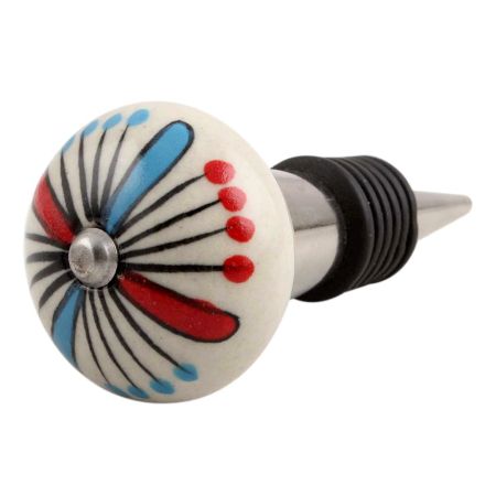 Blue And Red Ceramic Wine Stopper